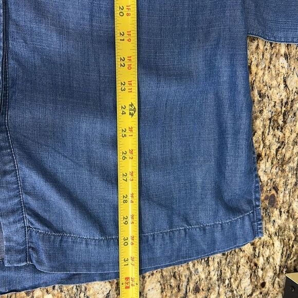 Chico's Ruffle Denim Chambray Long Sleeve Tunic Top Size 12/14 - Picture 8 of 8